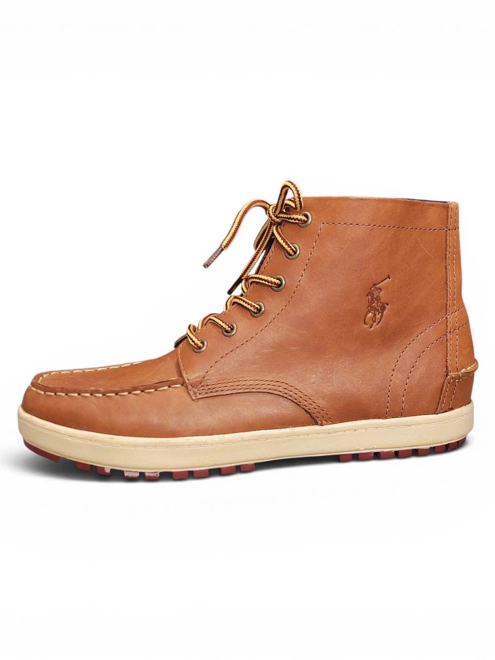 Polo Ralph Lauren Lorenzo Mid Boys Brown Leather Boots Sz 5.5